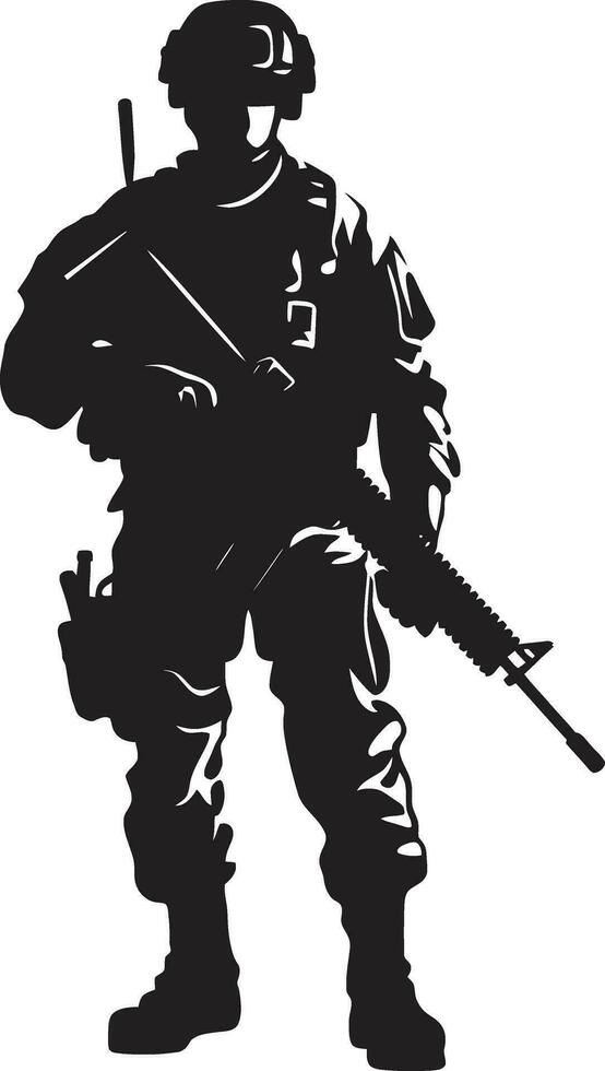 militante protettore vettore militare emblema battaglia sentinella armato guerriero nero logo