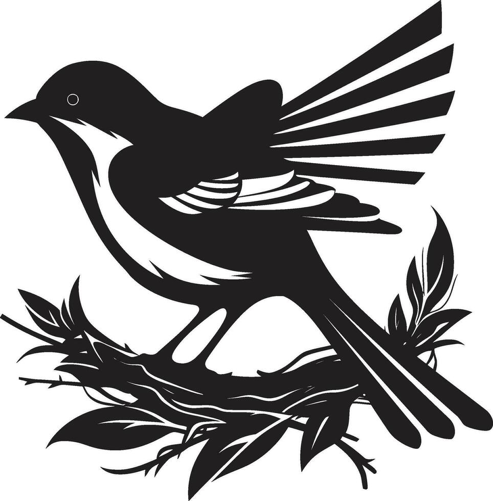 Nestmaster nero piuma emblema aviaria tessitore vettore nido icona