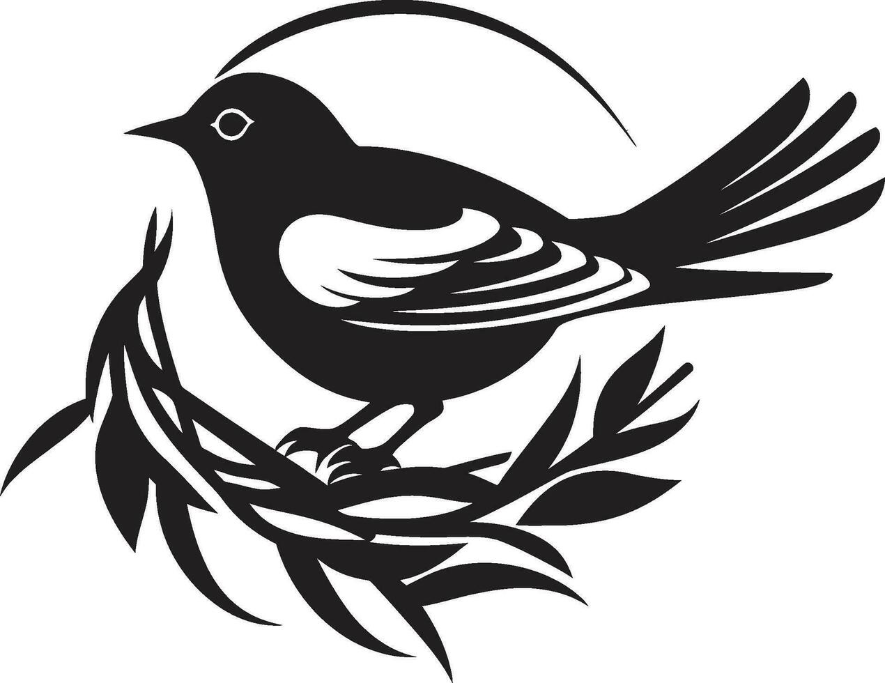 piumato Nidificazione vettore uccello icona nido Creatore nero uccello emblema