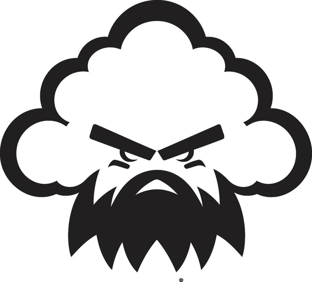 meditabondo tempesta arrabbiato nube icona design irritato vapore nero arrabbiato nube emblema vettore