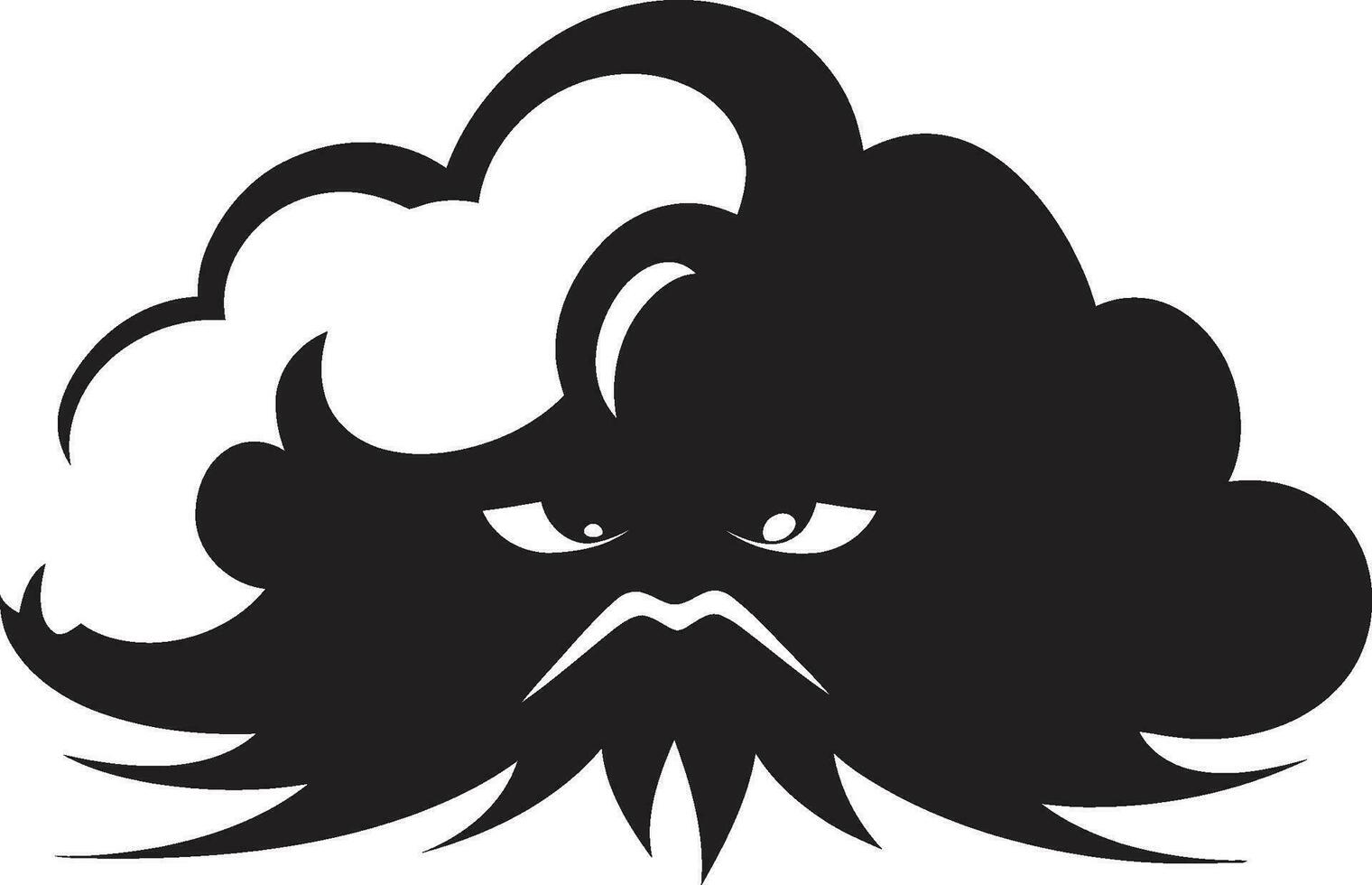furioso cumulo nero nube cartone animato icona tempestoso rabbia arrabbiato nube logo design vettore
