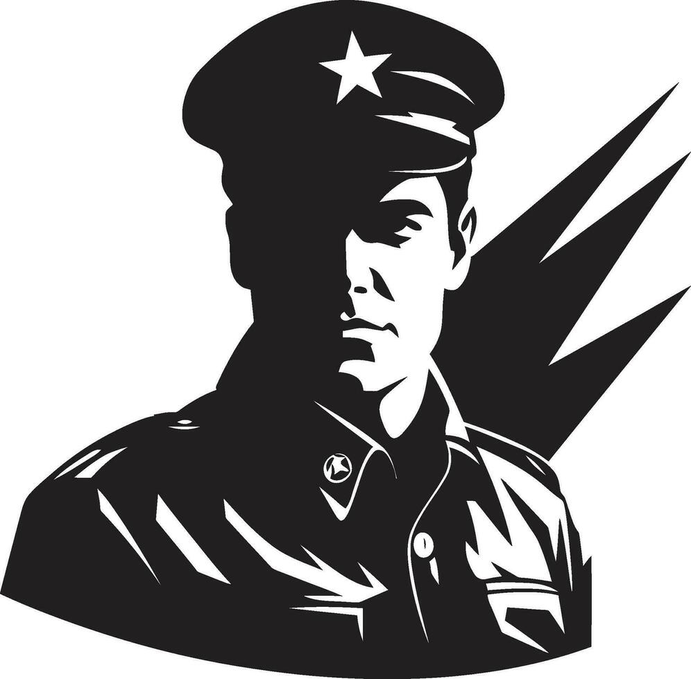 combattente vigore vettore militare emblema eroico risolvere nero armato soldato logo design