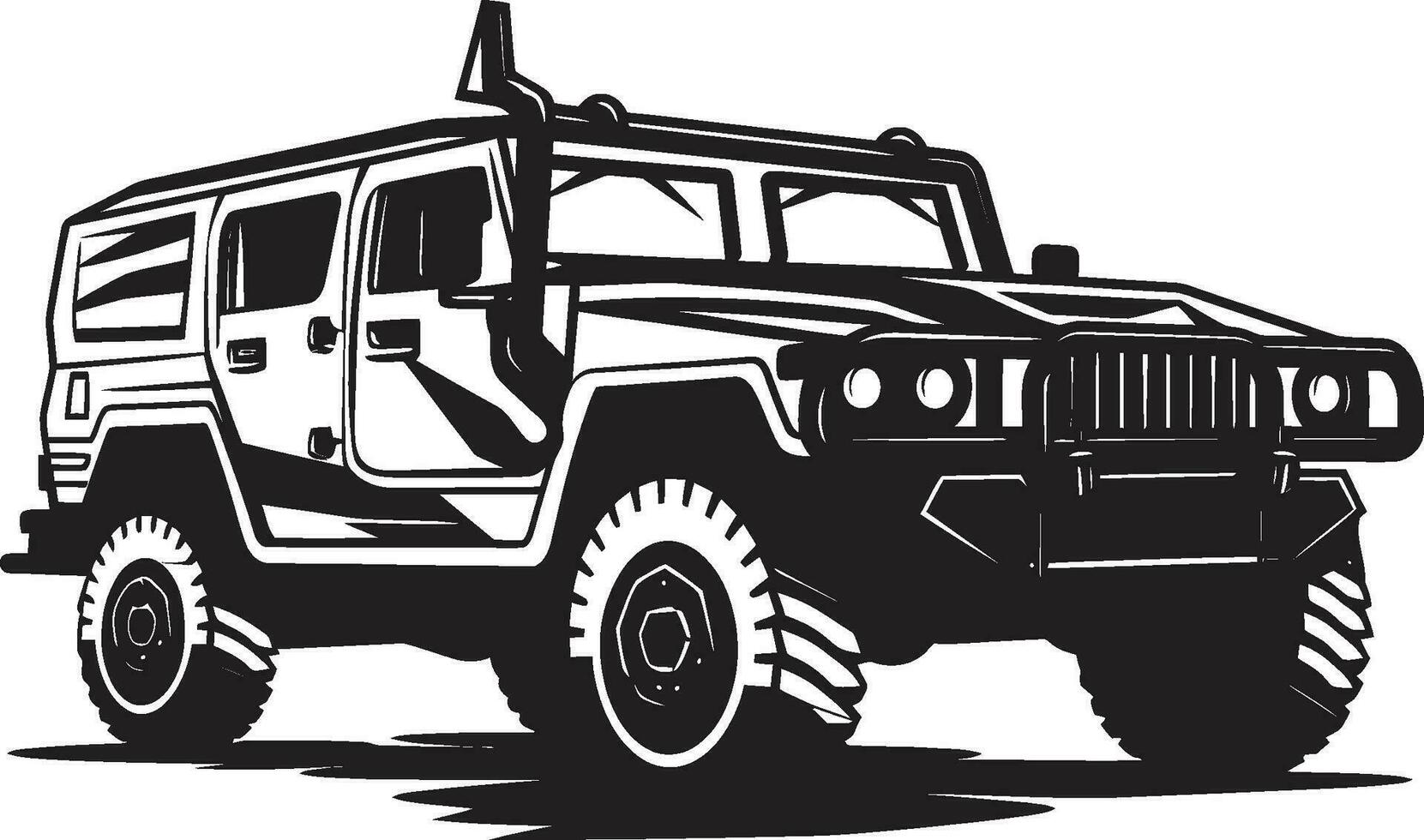 militante esploratore vettore esercito suv icona battaglia pronto spedizione 4x4 nero logo