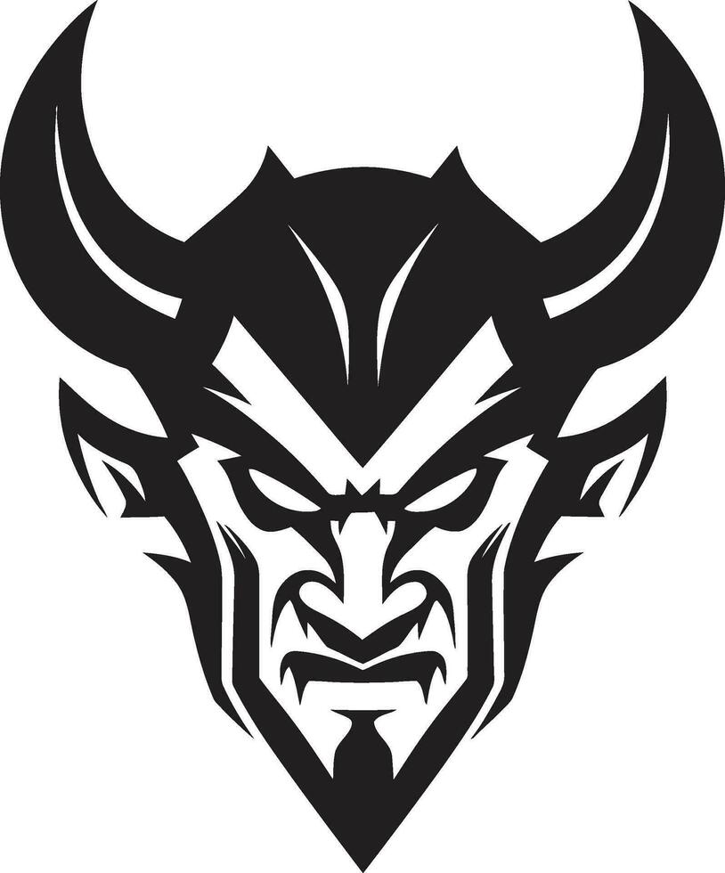 infernale minaccia aggressivo diavolo S viso emblema nel vettore sinistro viso nero logo icona di diavolo S aggressione