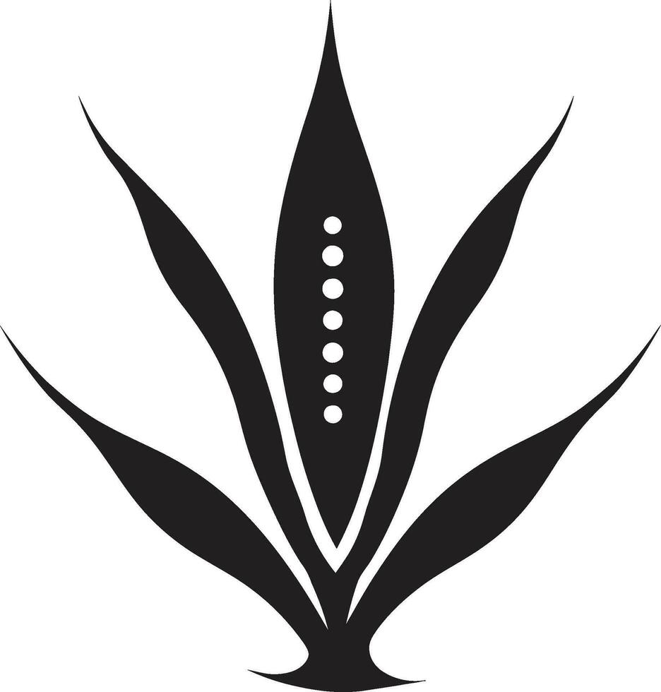 aloe armonia nero vettore emblema logo botanico splendore aloe Vera nero icona