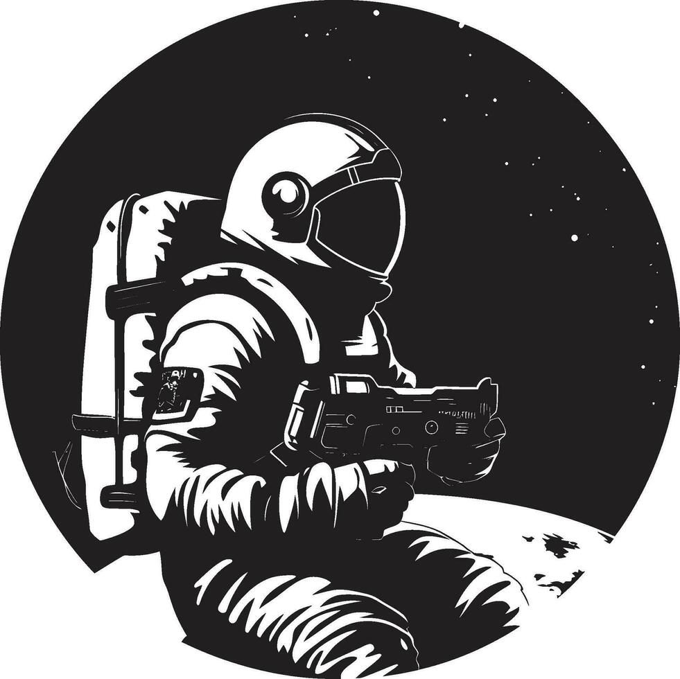 spazio esploratore astronauta emblematico vettore cosmico viaggio nero astronauta logo icona