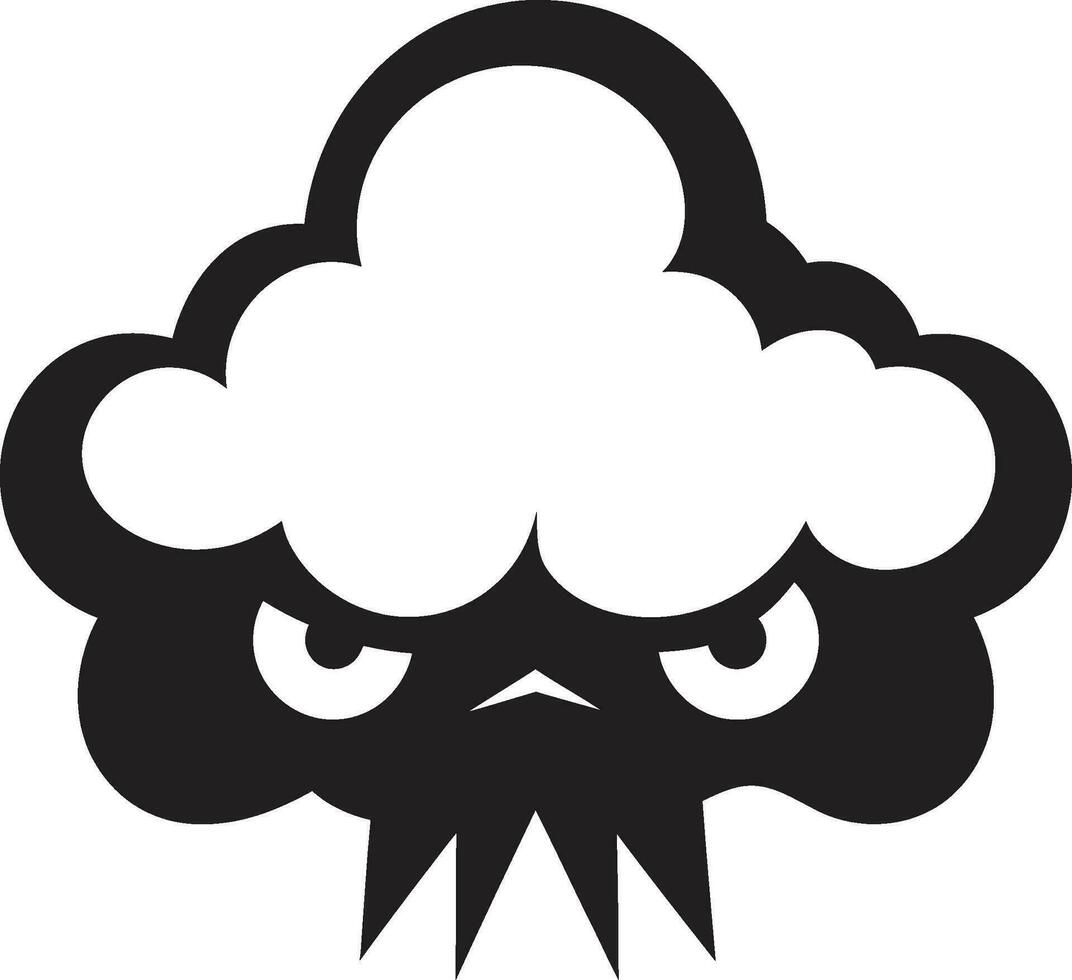 cupo burrasca cartone animato nube nero logo minaccioso testa di tuono arrabbiato nube icona vettore