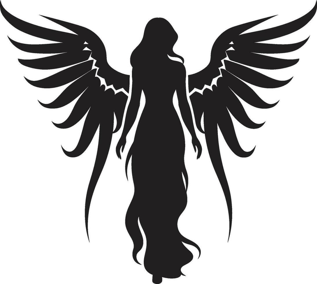 radiante serenità nero angelo logo celeste eleganza angelo Ali icona vettore