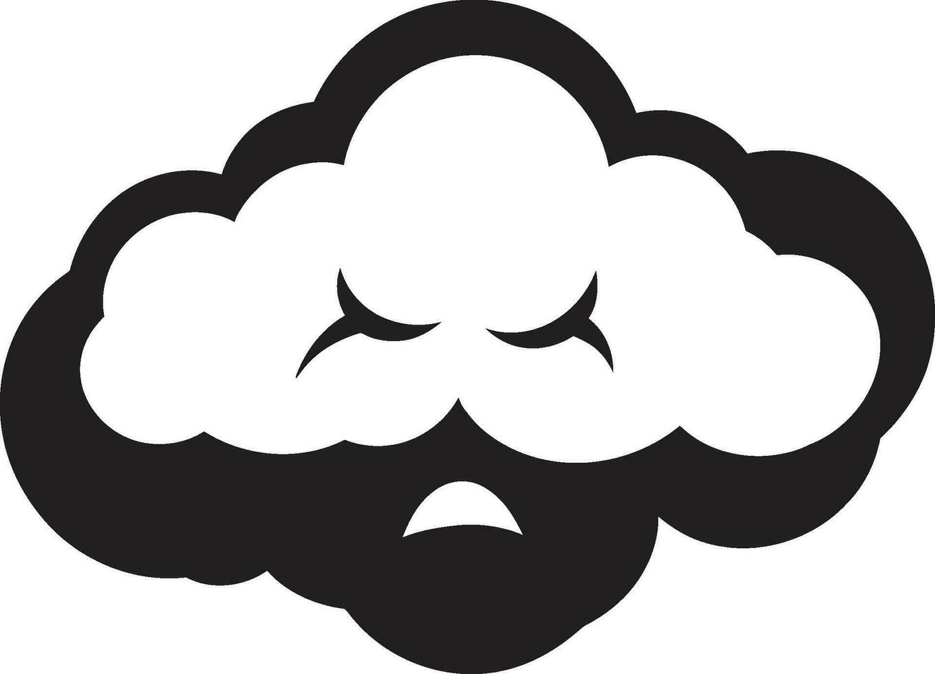 meditabondo burrasca cartone animato nube nero emblema fragoroso ira arrabbiato nube logo design vettore