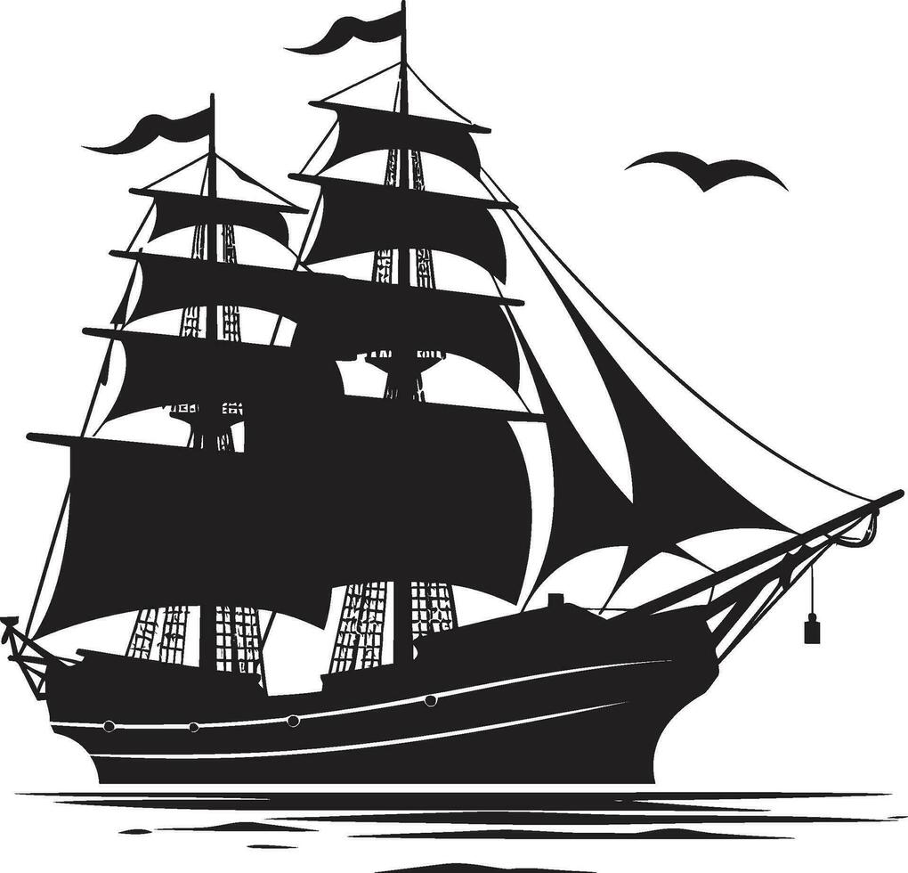 antico marinaro nero nave emblema senza tempo viaggio vettore antico nave