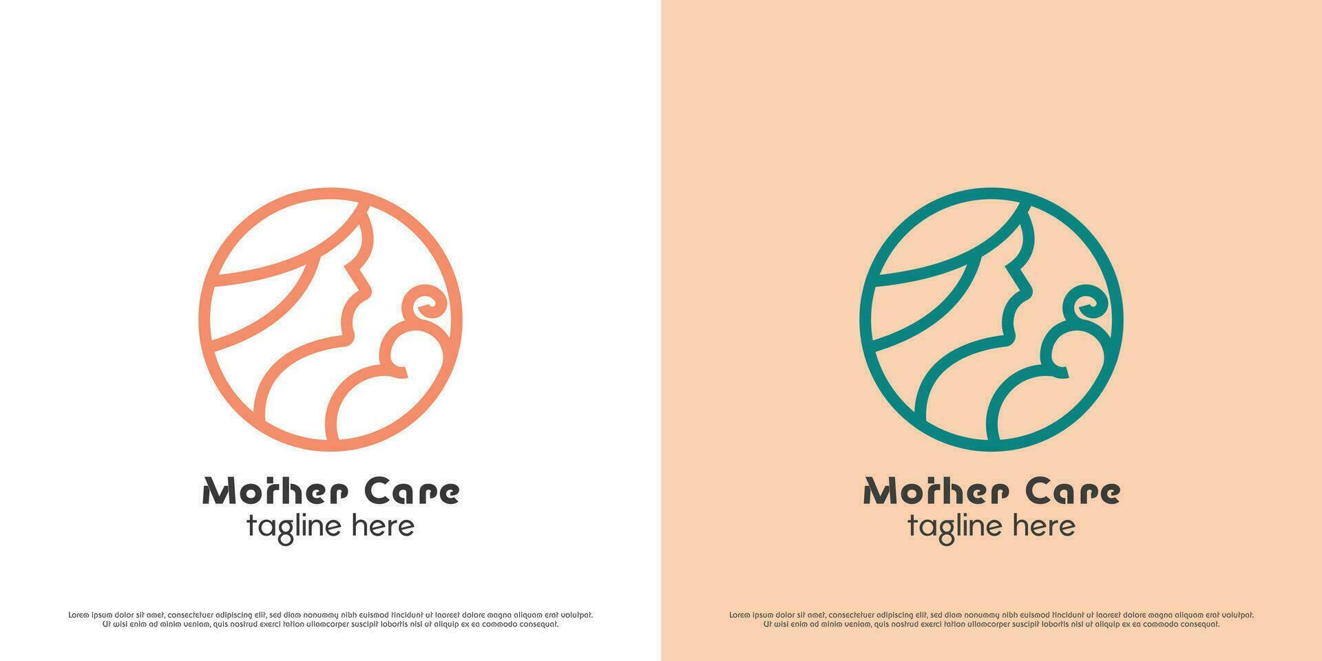 madre figlio logo design illustrazione. linea arte silhouette figura di madre e bambino bambino famiglia donna donna. semplice piatto icona simbolo caldo confortevole abbraccio pace gioia contento gratitudine morbido pace calma. vettore