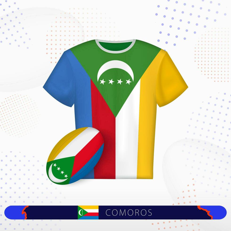 comore Rugby maglia con Rugby palla di comore su astratto sport sfondo. vettore