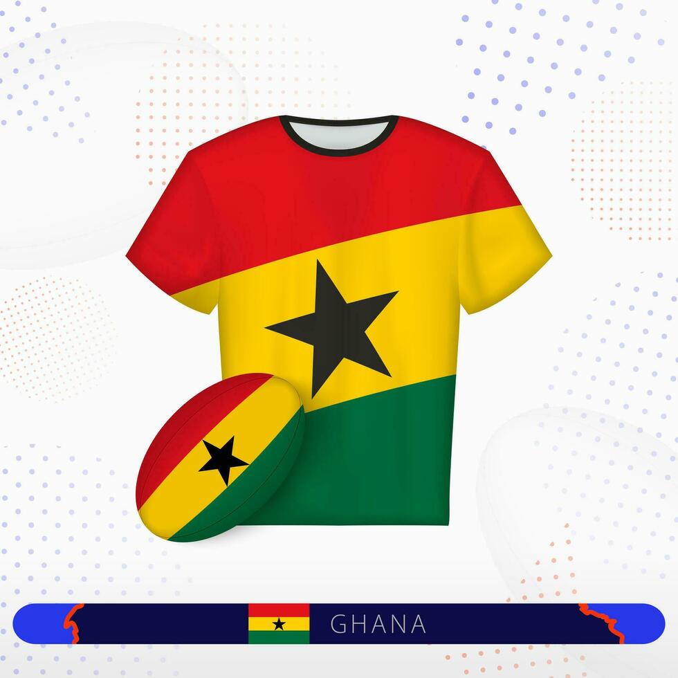 Ghana Rugby maglia con Rugby palla di Ghana su astratto sport sfondo. vettore