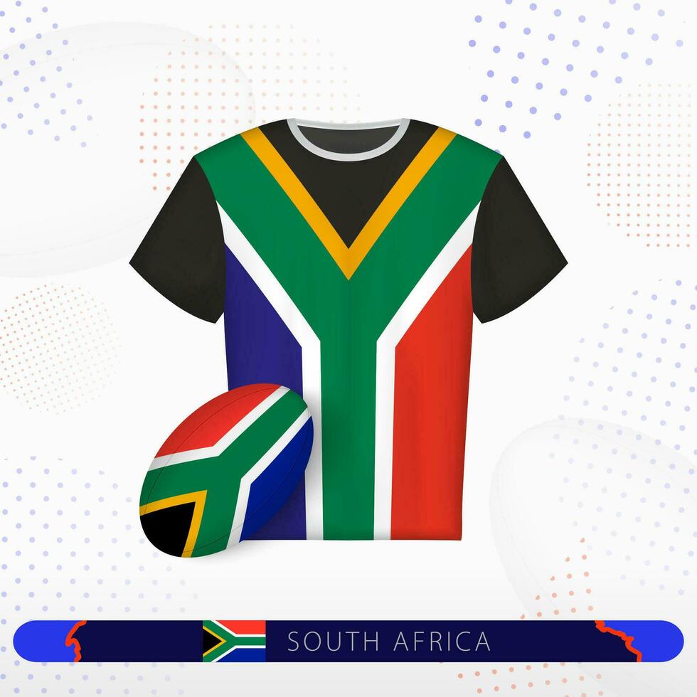 Sud Africa Rugby maglia con Rugby palla di Sud Africa su astratto sport sfondo. vettore