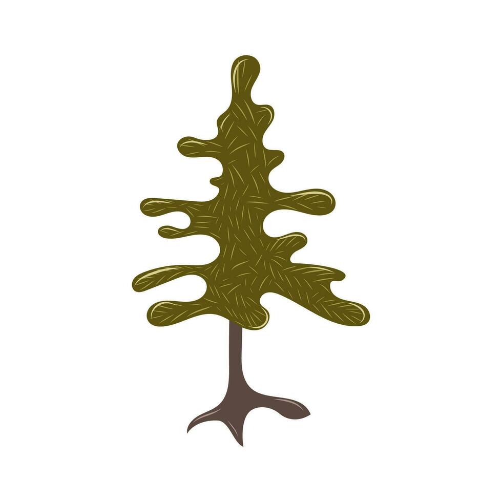 verde albero mano disegnato nel scarabocchio stile. isolato vettore illustrazione. per figli, per carte, per Giochi, per design