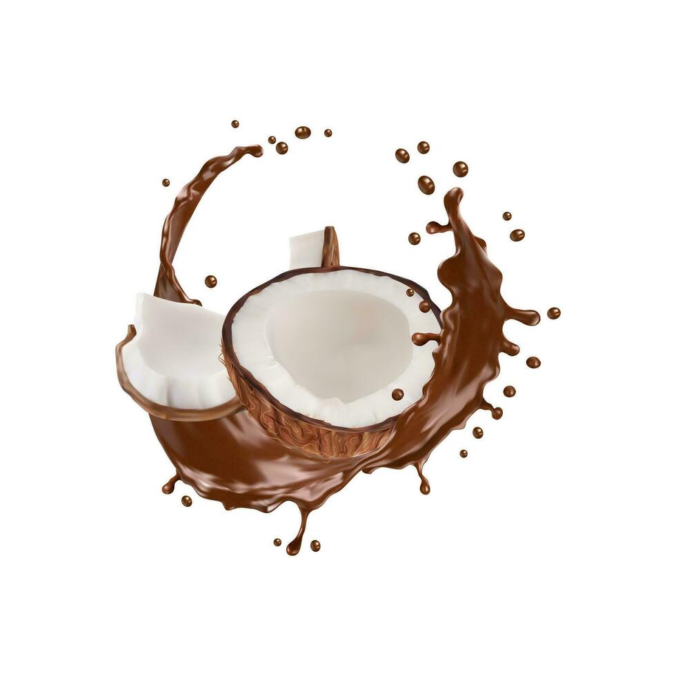 realistico cioccolato Yogurt, crema con Noce di cocco vettore