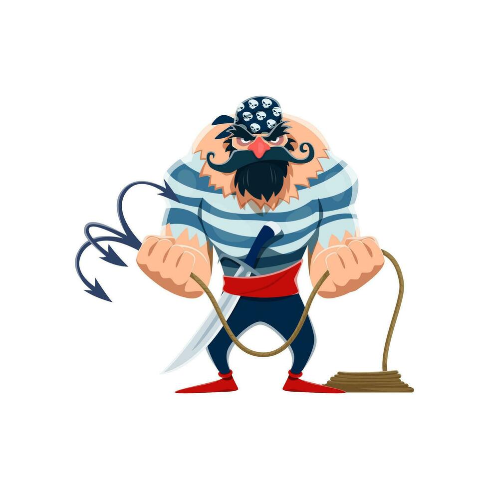 cartone animato pirata personaggio con un' minaccioso viso vettore