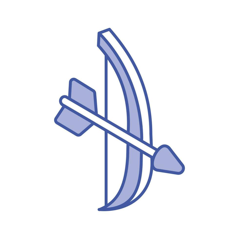 un' unico isometrico icona di Cupido arco, vettore di arco e freccia