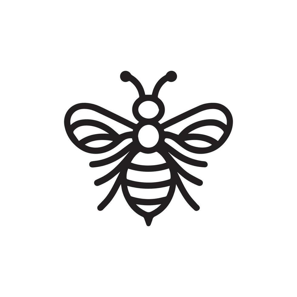 semplicistico nero e bianca illustrazione di un' ape su un' pianura sfondo vettore