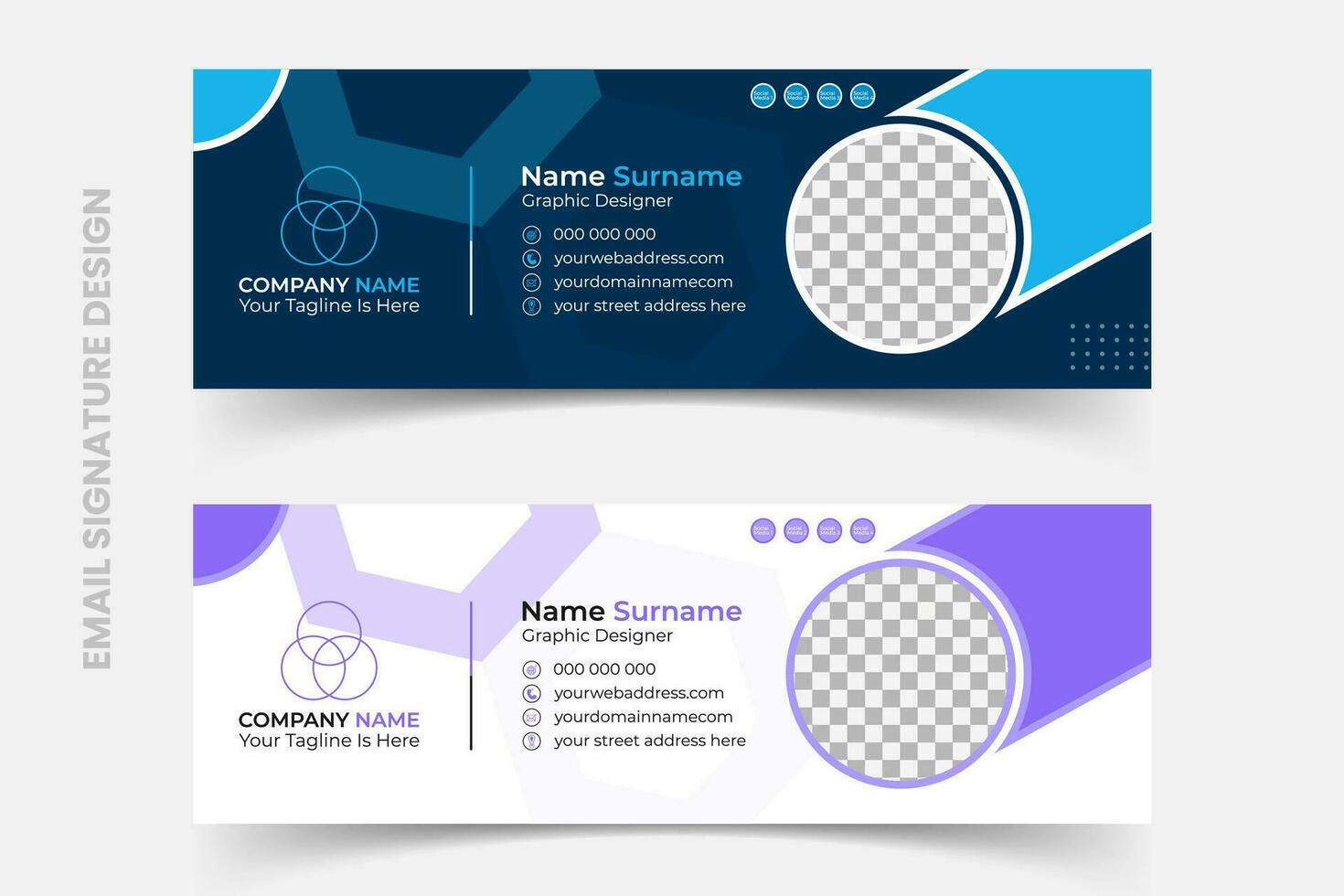 moderno aziendale e-mail firma design modello per tutti aziende nel 2 colori concetto vettore