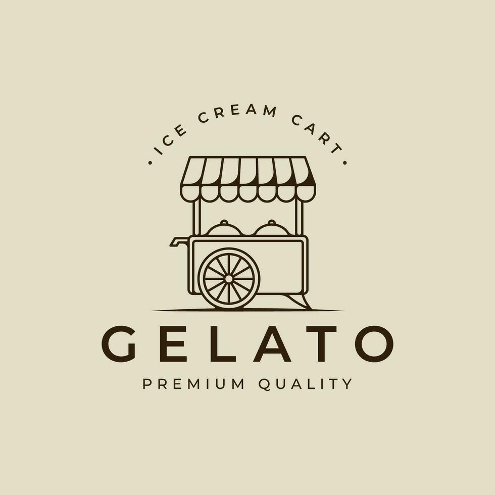 ghiaccio crema carrello logo linea arte vettore illustrazione modello icona grafico design. cibo congelato gelato cartello o simbolo per attività commerciale negozio con tipografia stile