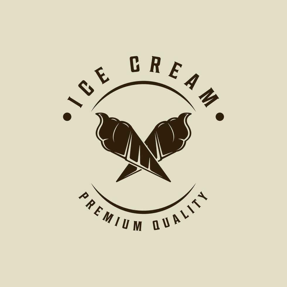 ghiaccio crema logo vettore Vintage ▾ illustrazione modello icona grafico design. cibo congelato gelato cartello o simbolo per negozio attività commerciale con retrò stile concetto tipografia