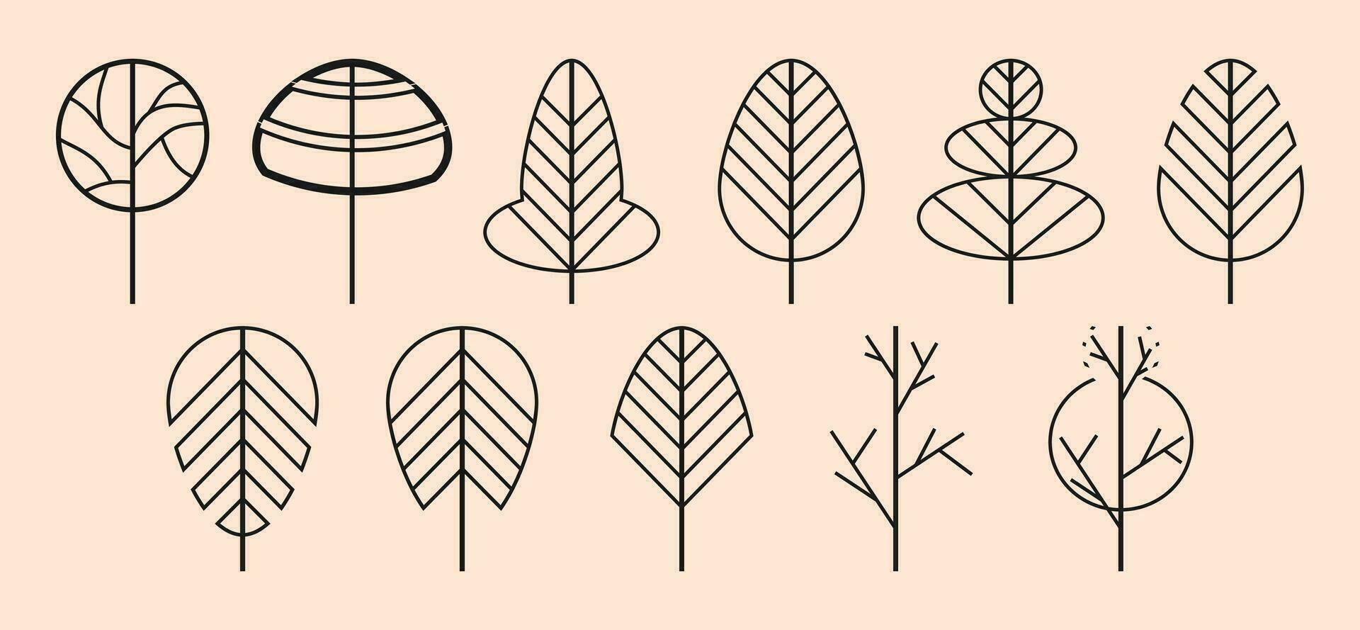 collezione di semplice e minimalista albero illustrazioni vettore