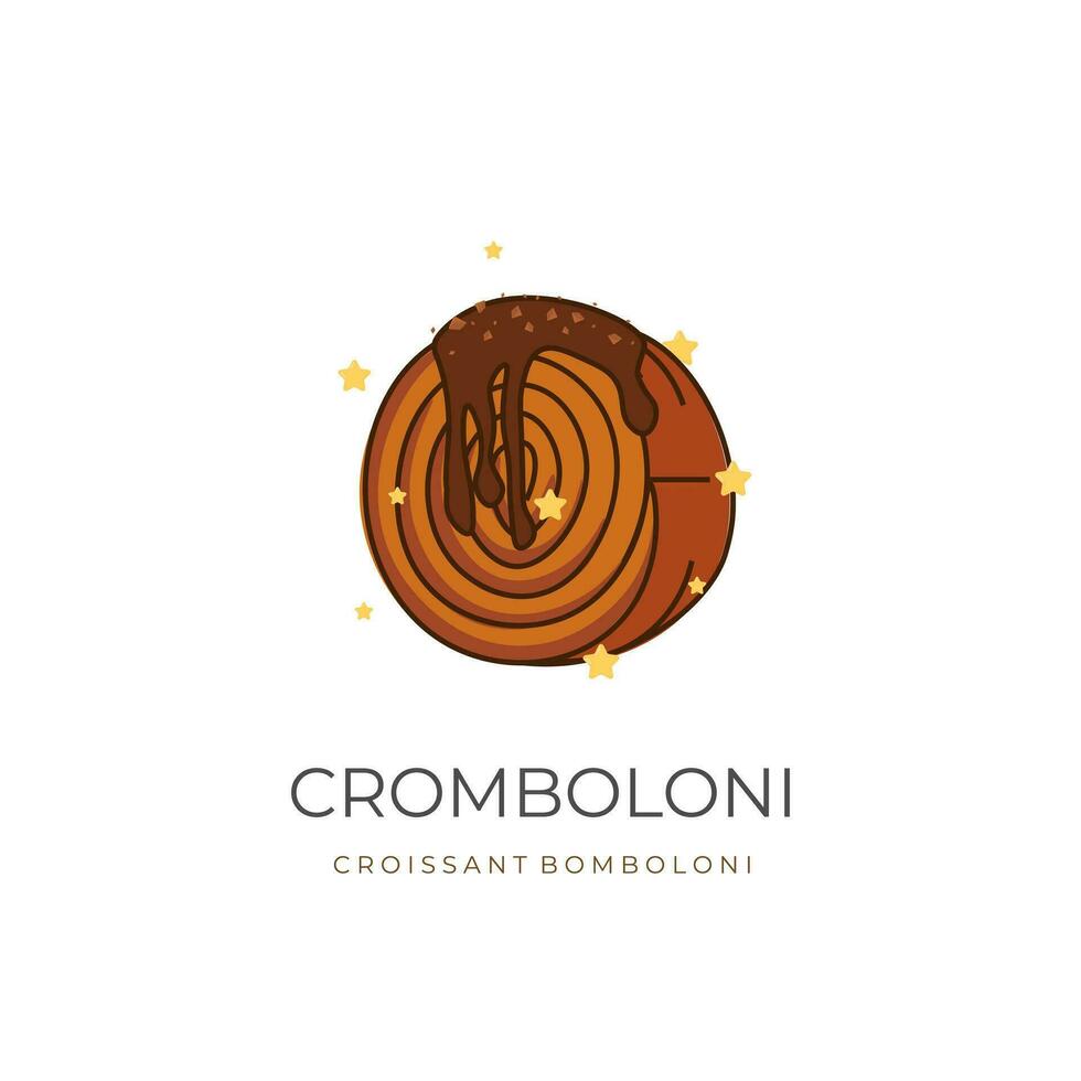 logo illustrazione di cartone animato cromboloni brioche bomboloni o nuovo York rotolo vettore