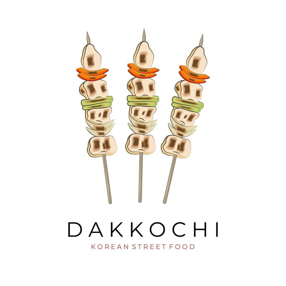 dakkochi dak-kkochi coreano satay vettore illustrazione logo