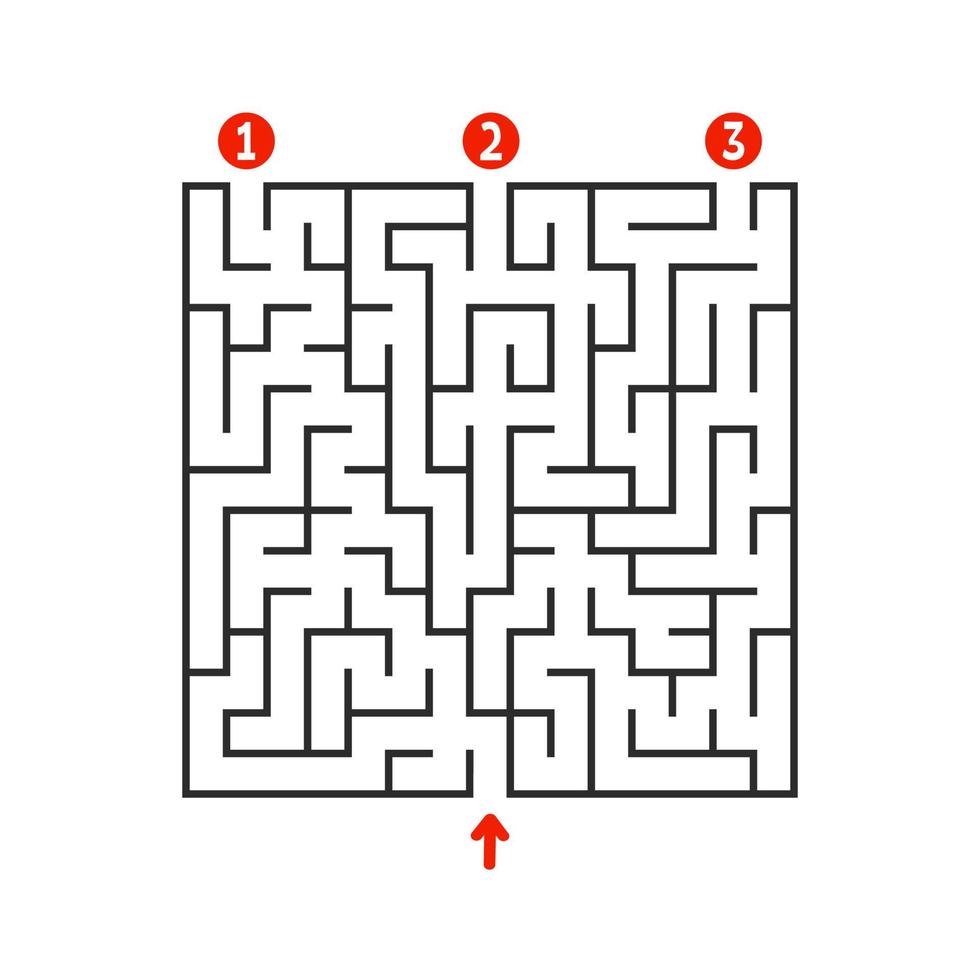 labirinto quadrato astratto. gioco per bambini. puzzle per bambini. trovare la strada giusta. enigma del labirinto. illustrazione vettoriale piatto isolato su sfondo bianco.