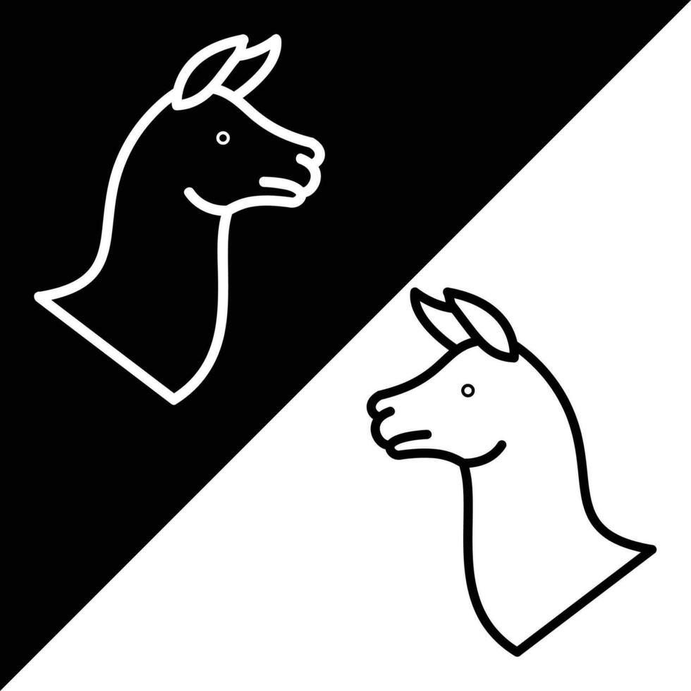 lama vettore icona, diretto stile icona, a partire dal animale testa icone collezione, isolato su nero e bianca sfondo.