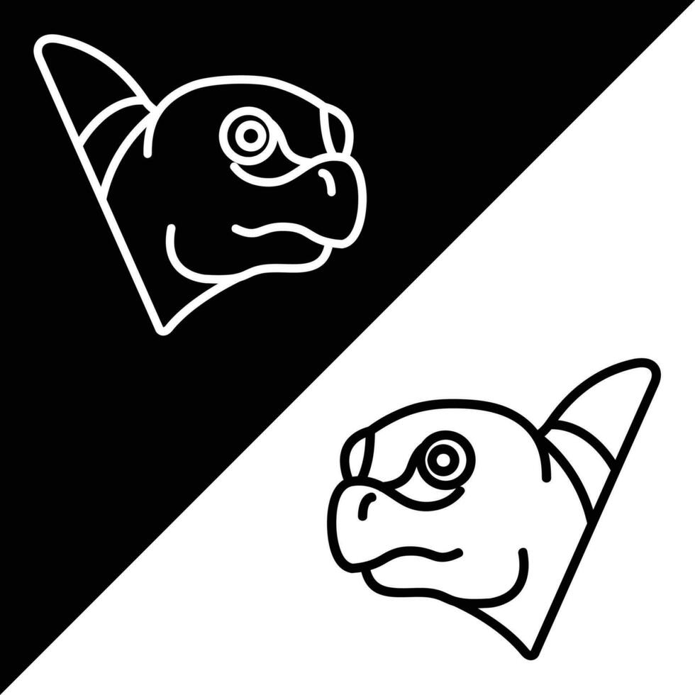 tartaruga vettore icona, diretto stile icona, a partire dal animale testa icone collezione, isolato su nero e bianca sfondo.