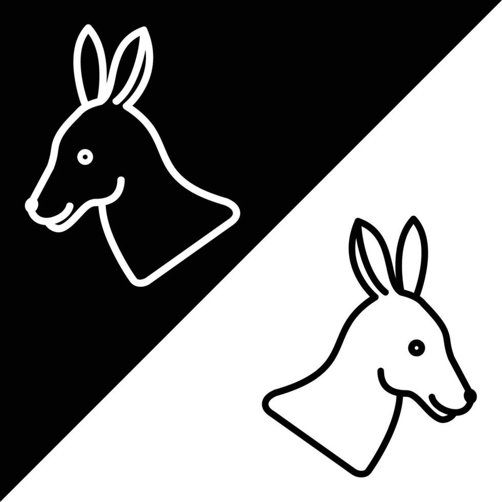 canguro vettore icona, diretto stile icona, a partire dal animale testa icone collezione, isolato su nero e bianca sfondo.