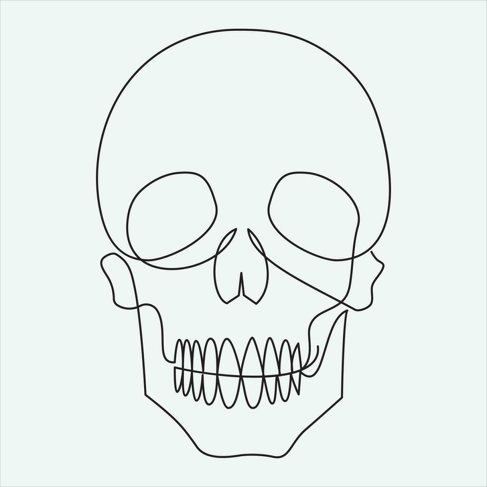 uno linea mano disegnato cranio schema vettore illustrazione