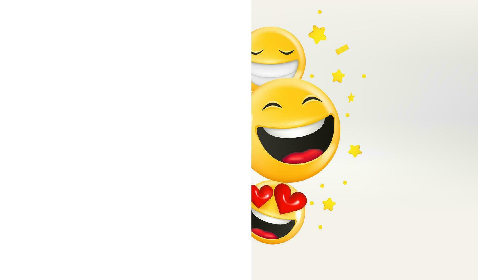 carino contento emoji guardare su voi. vacanza concetto. 3d vettore illustrazione con copia spazio