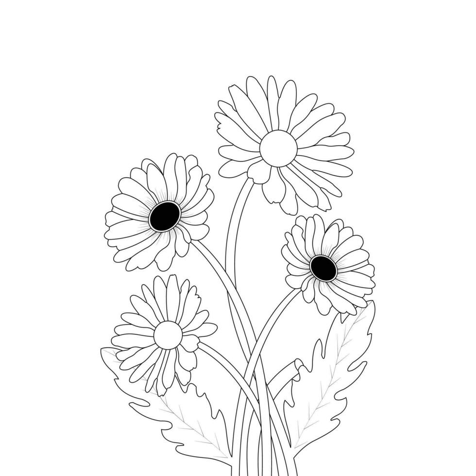 margherita fiore schema colorazione pagina illustrazione vettore