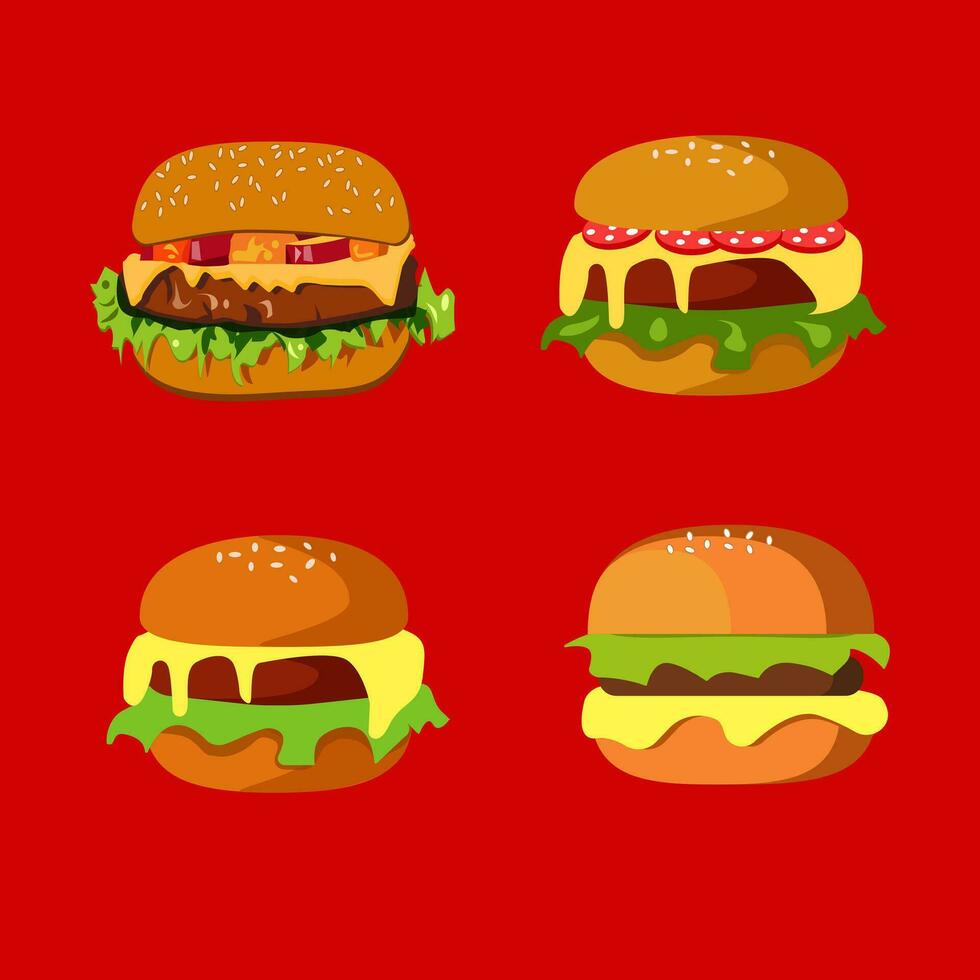 diverso hamburger vettore illustrazione