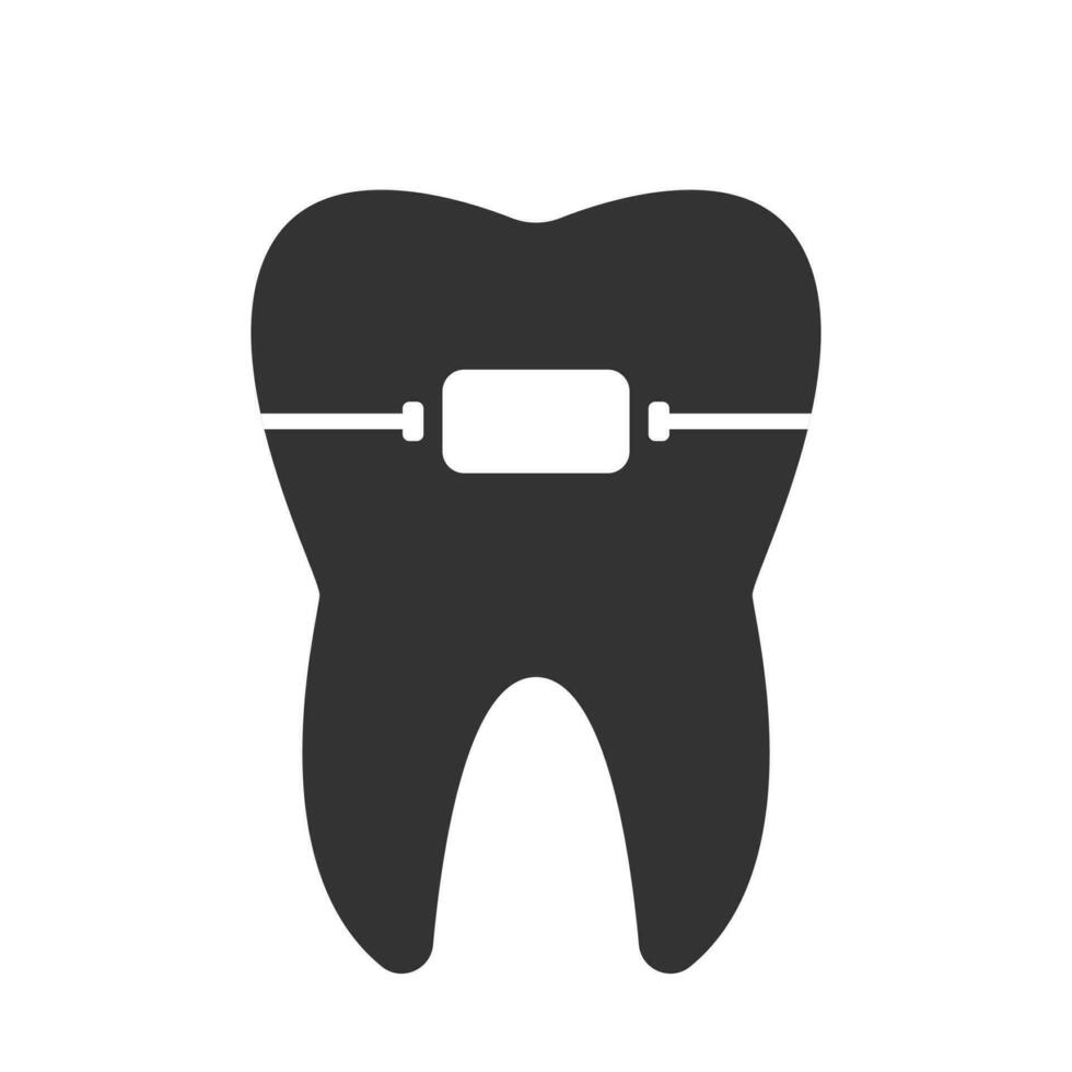 dentale bretelle nero icona. ortodontico odontoiatria. vettore illustrazione