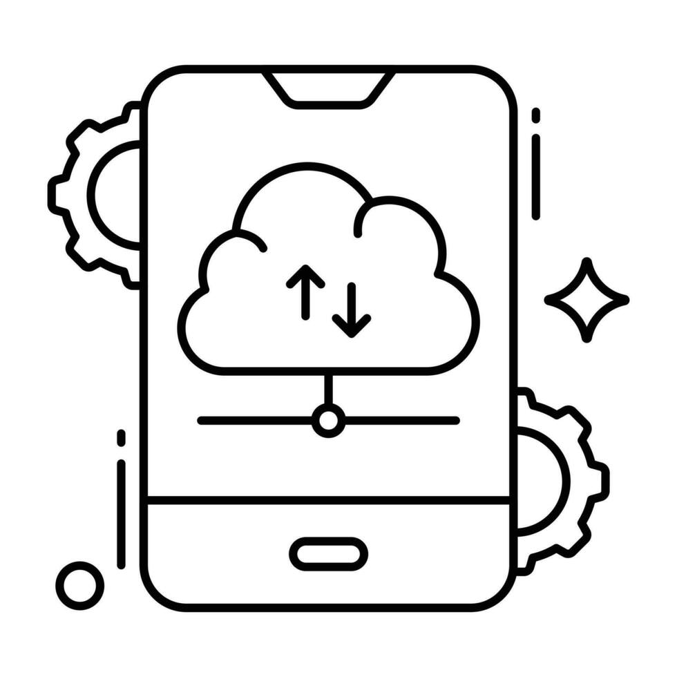 icona del design modificabile del trasferimento dati cloud vettore