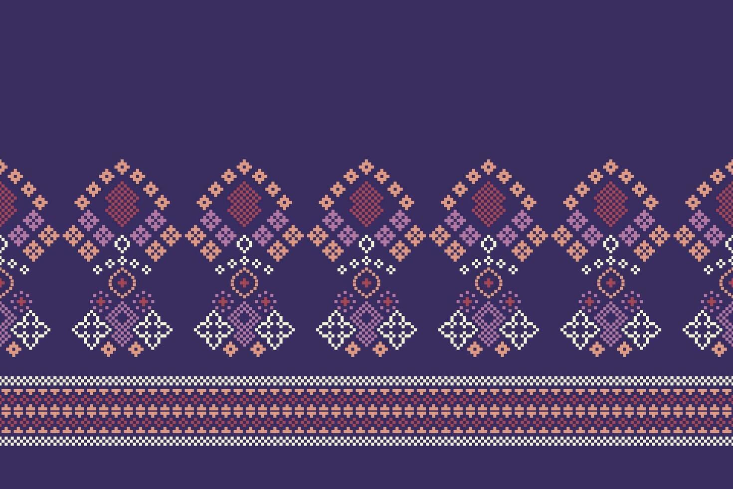 etnico geometrico tessuto modello attraversare punto.ikat ricamo etnico orientale pixel modello viola viola sfondo. astratto, vettore, illustrazione. trama, abbigliamento, decorazione, motivi, seta, carta da parati. vettore