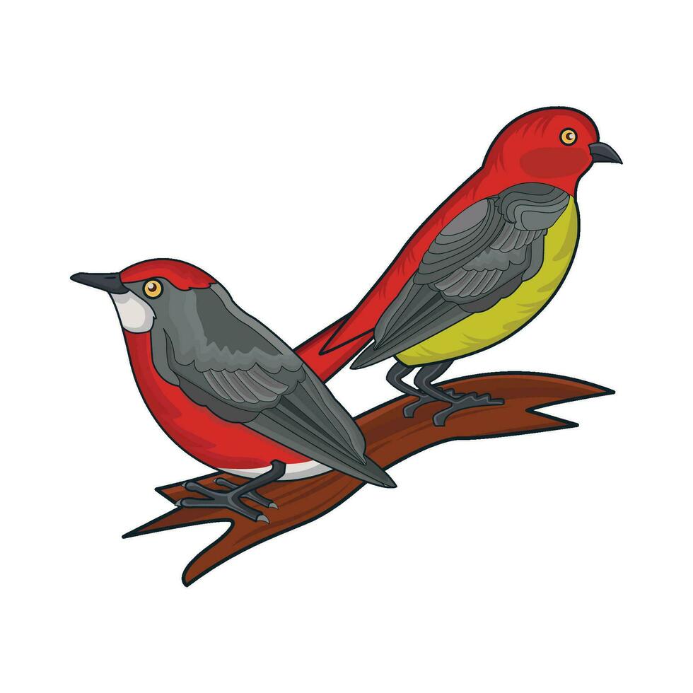 Due uccelli su ramoscello illustrazione vettore