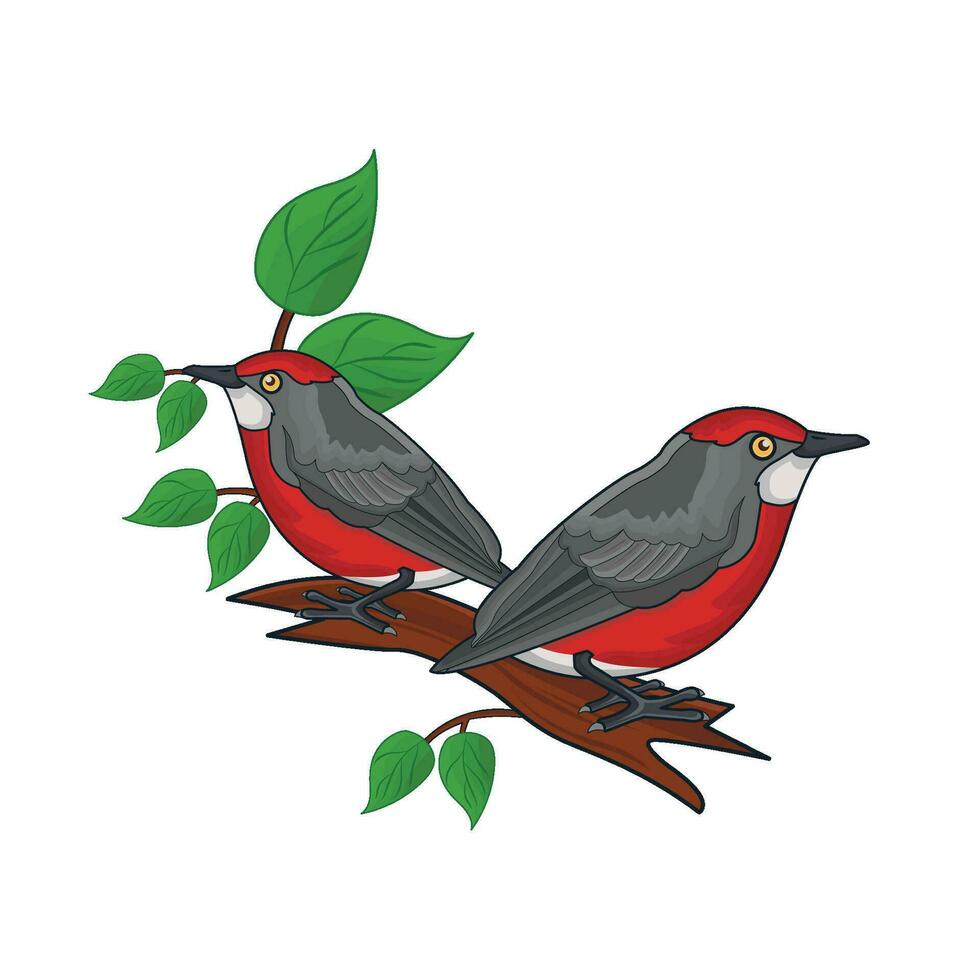 Due uccelli su ramoscello illustrazione vettore