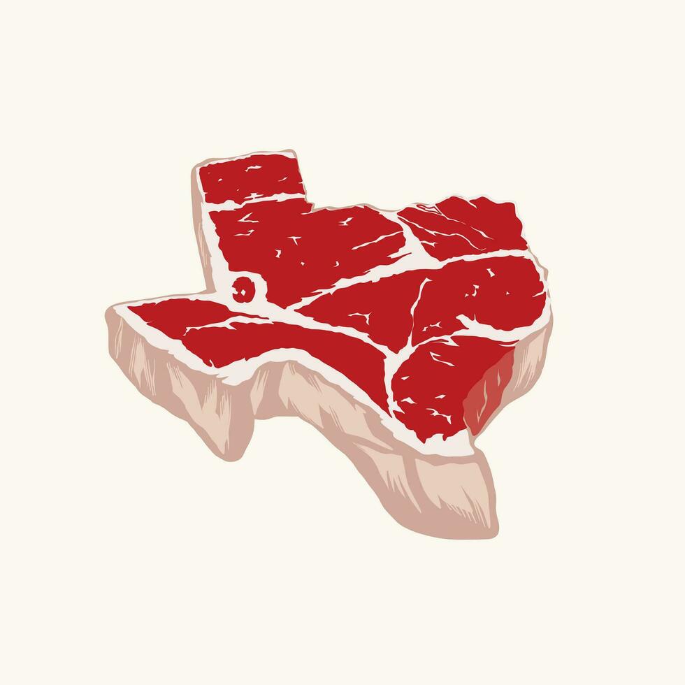 Texas carta geografica sagomato carne illustrazione vettore