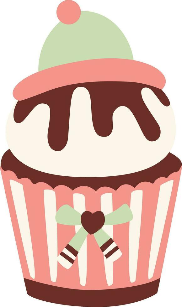 Cupcake colorato cartone animato con glassa zucchero. carino dolce emoji icona dolce collezione vettore