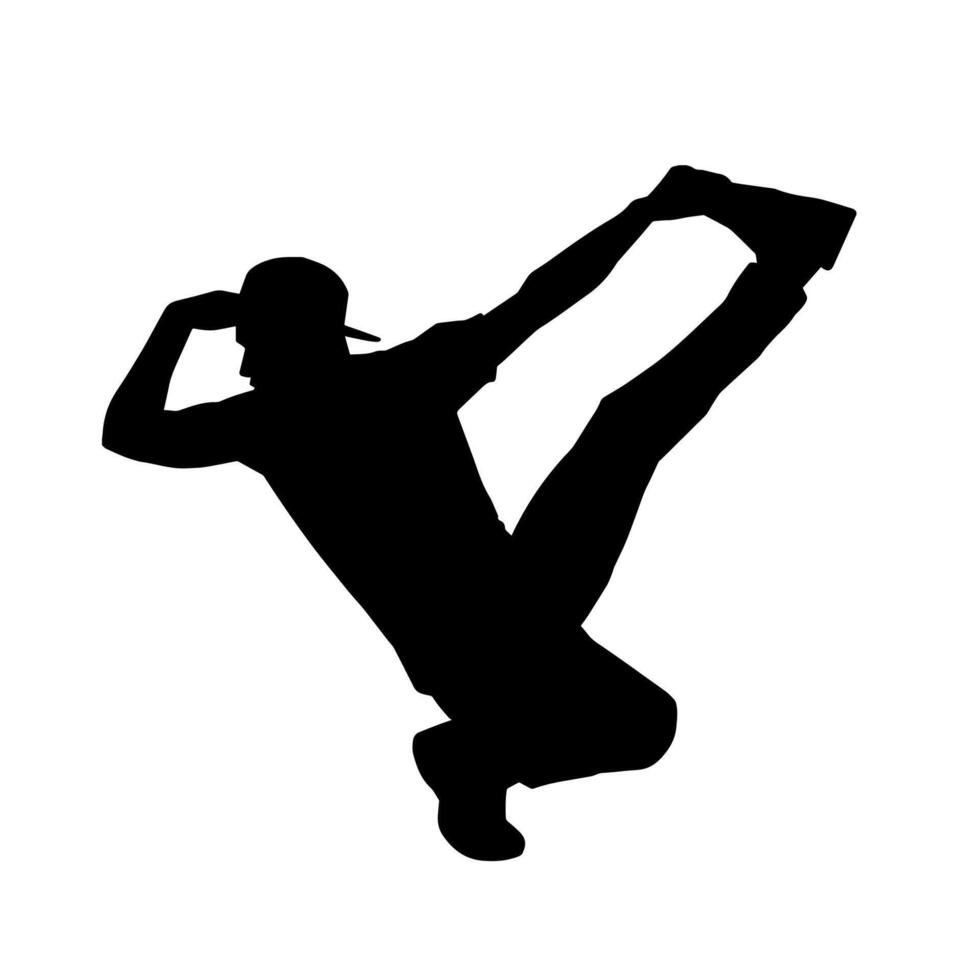 silhouette di un' sottile maschio nel danza posa. silhouette di un' uomo ballando. vettore