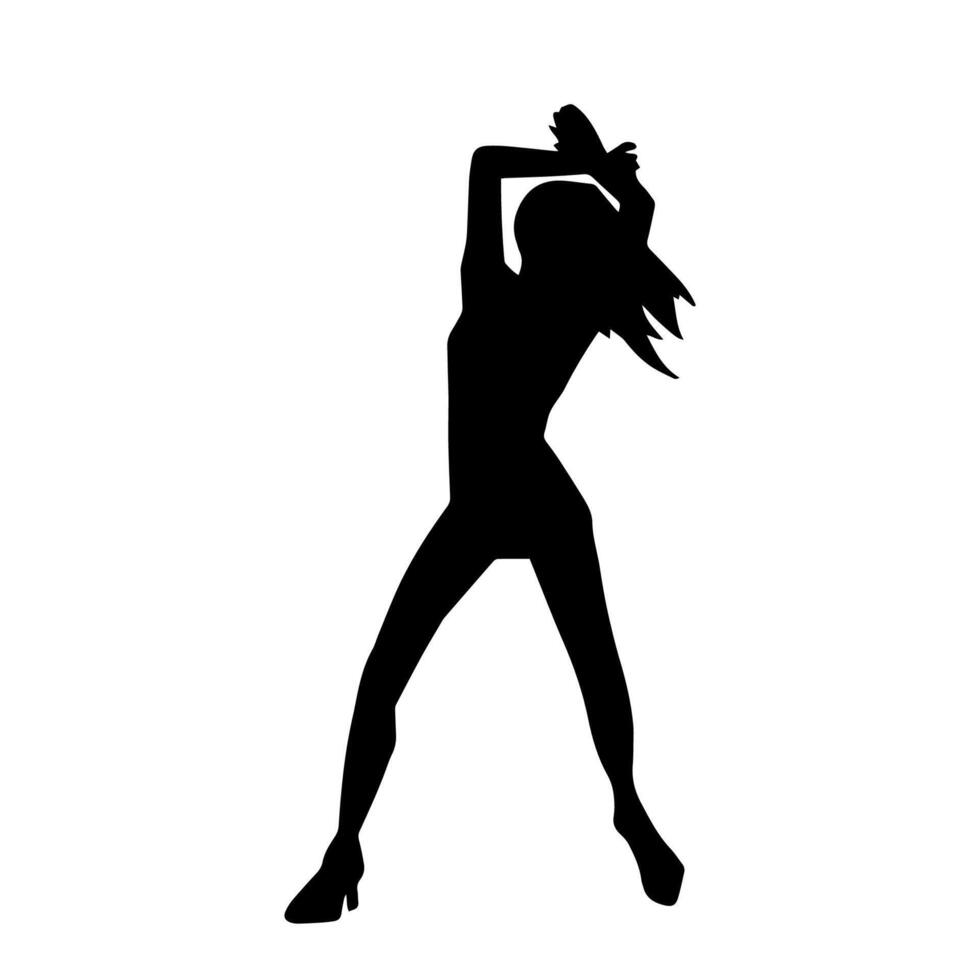 silhouette di un' sottile femmina nel danza posa. silhouette di un' donna ballando. vettore