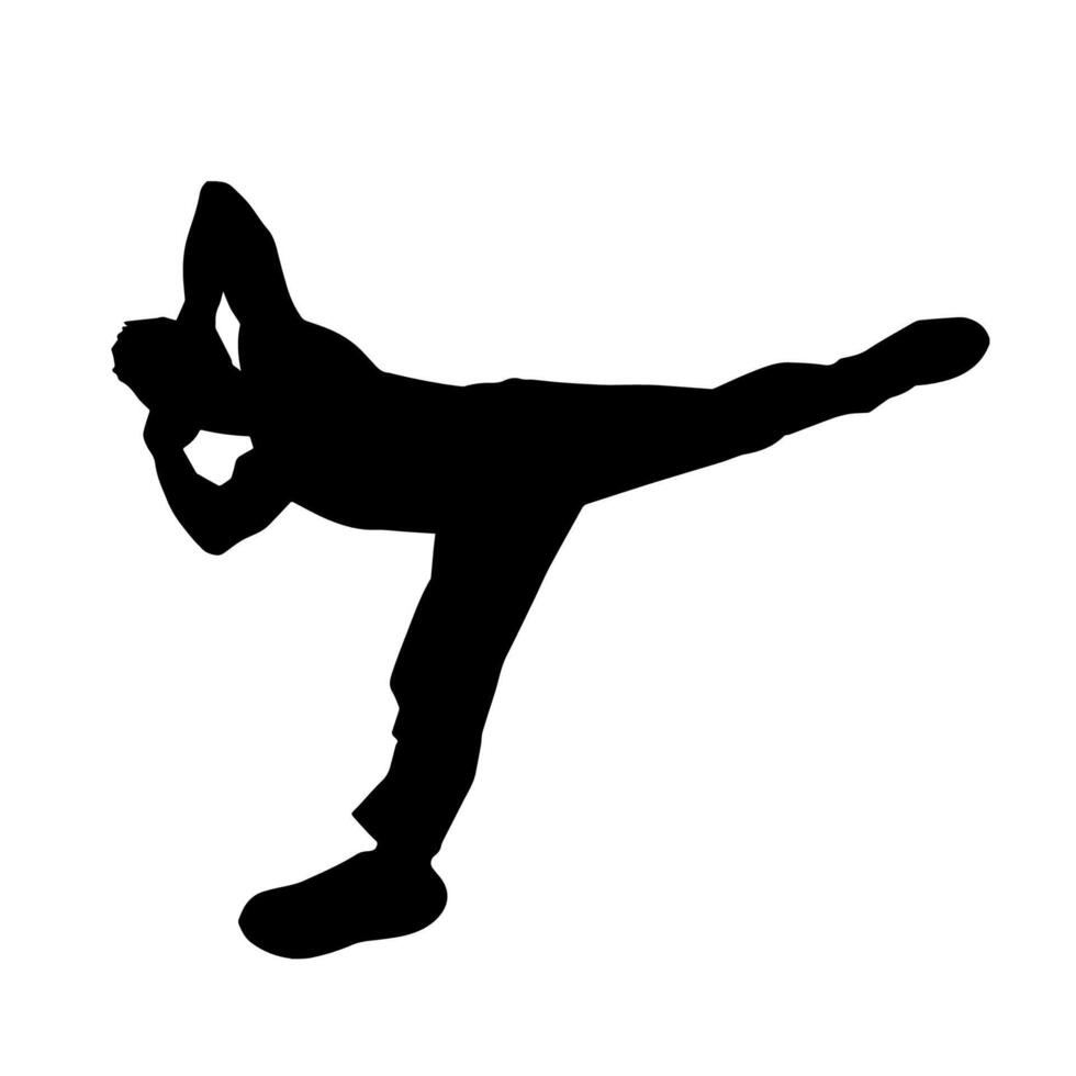 silhouette di un' maschio ballerino nel azione posa. silhouette di un' sottile uomo nel danza posa. vettore