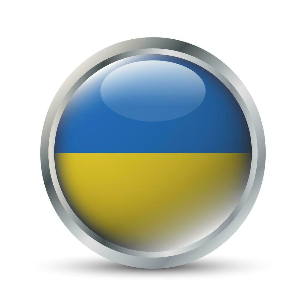 Ucraina bandiera 3d distintivo illustrazione vettore