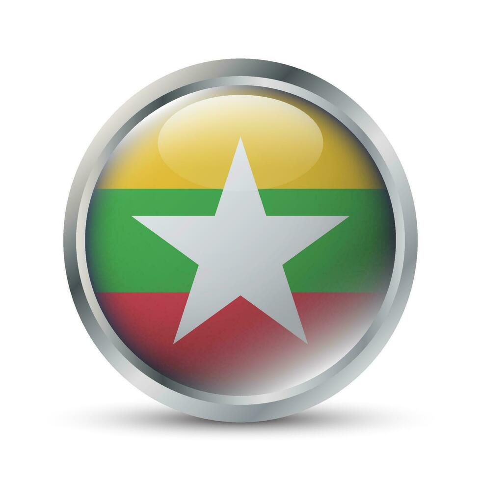 Myanmar bandiera 3d distintivo illustrazione vettore