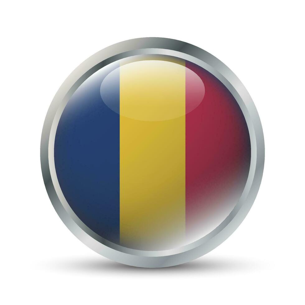 Romania bandiera 3d distintivo illustrazione vettore